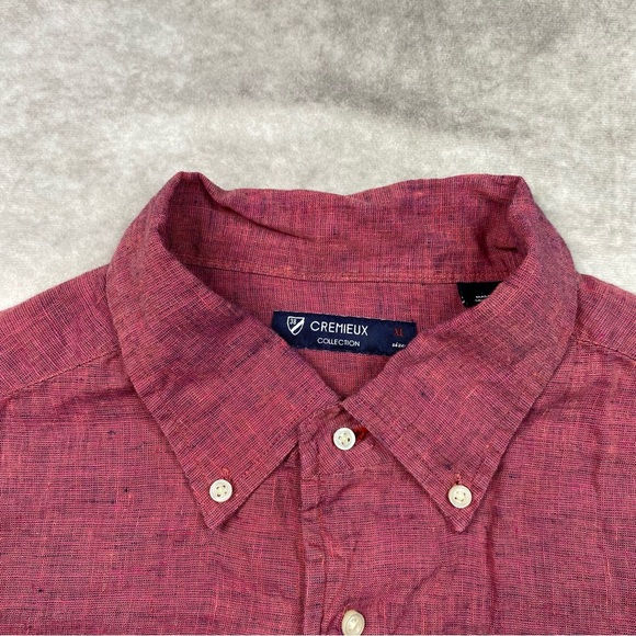 Cremieux Collection Linen Shirt Mens XL Red Lightweight Summer Button Down Shirt - Picture 7 of 16